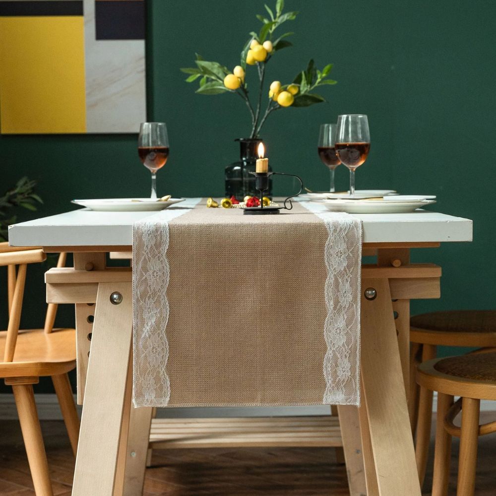 Lisslune | Ornate Blossom Lace Edge Table Runner