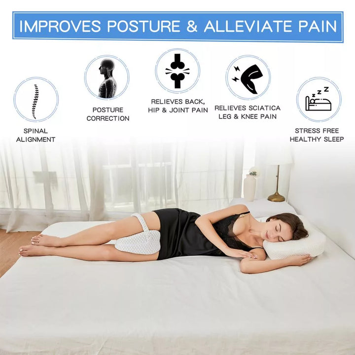 Lisslune | Orthopedic Knee Pillow for Side Sleepers | Memory Foam, Hypoallergenic & Ideal for Sciatica, Back Pain Relief