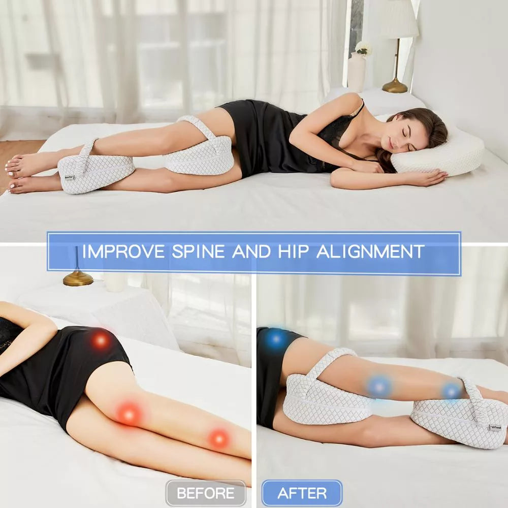 Lisslune | Orthopedic Knee Pillow for Side Sleepers | Memory Foam, Hypoallergenic & Ideal for Sciatica, Back Pain Relief