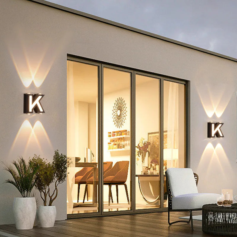 Lisslune | LED Outdoor Wall Lamp with Customizable Letter Sign and Energy-Efficient Lighting for Home Entryways and Patios
