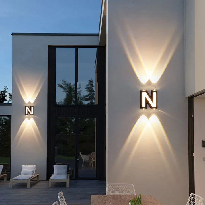 Lisslune | LED Outdoor Wall Lamp with Customizable Letter Sign and Energy-Efficient Lighting for Home Entryways and Patios