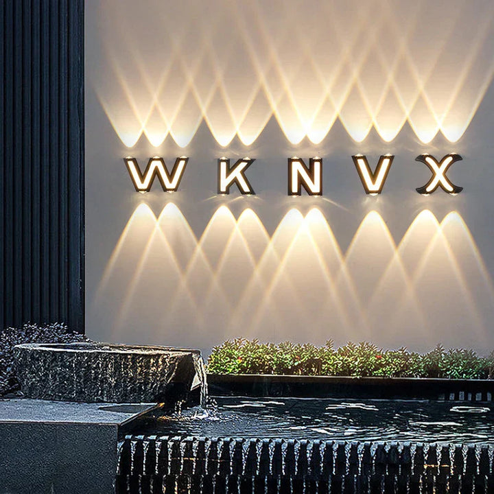 Lisslune | LED Outdoor Wall Lamp with Customizable Letter Sign and Energy-Efficient Lighting for Home Entryways and Patios