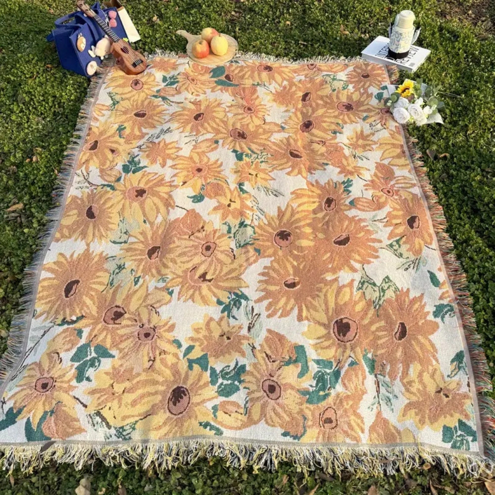 Lisslune | Sun Floral Outdoor Picnic Blanket