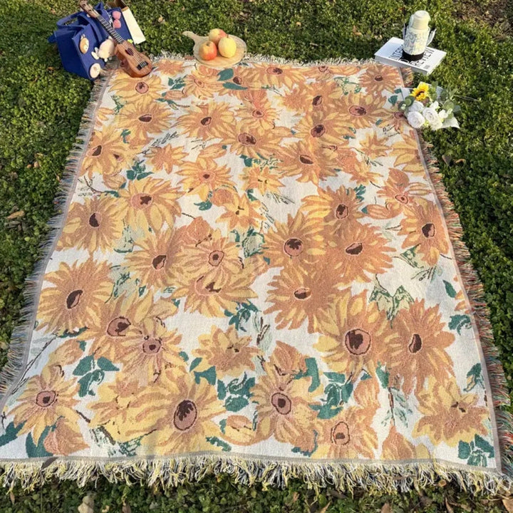 Lisslune | Sun Floral Outdoor Picnic Blanket