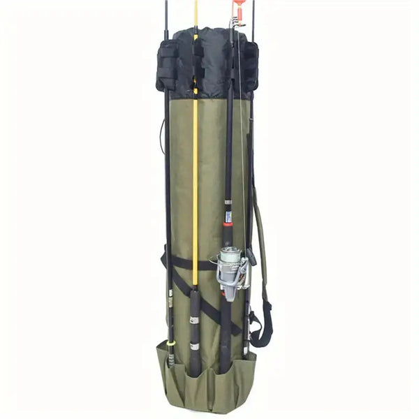 Lisslune | Fishing Rod Carry Bag – Foldable, Lightweight & Durable Storage with 5-Rod Capacity (Army Green)