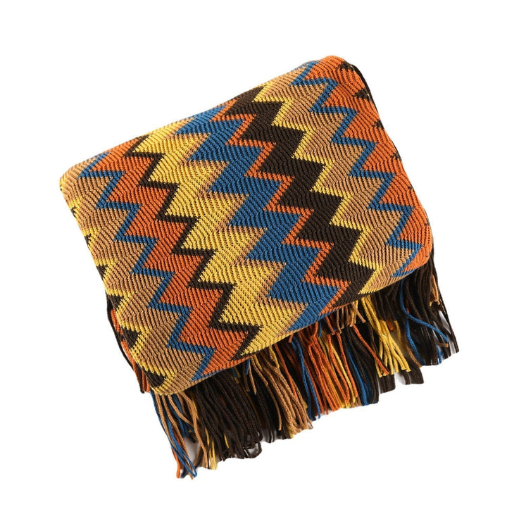 Lisslune | Boho Chevron Duvet Cover – Handwoven – With Fringes – Warm Earth Tones