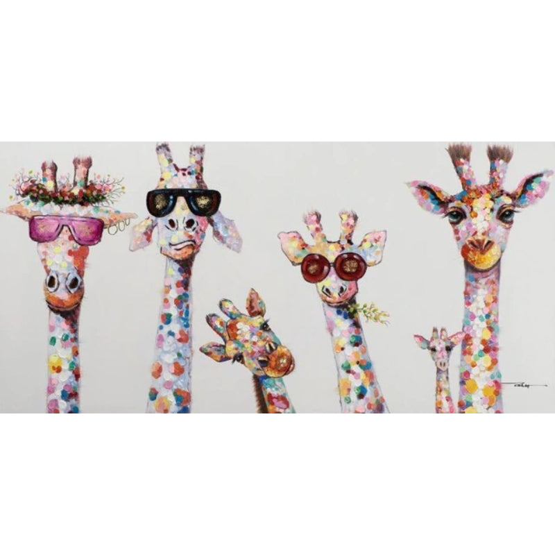 Lisslune | Cartoon Giraffes - Canvas Wall Art Painting
