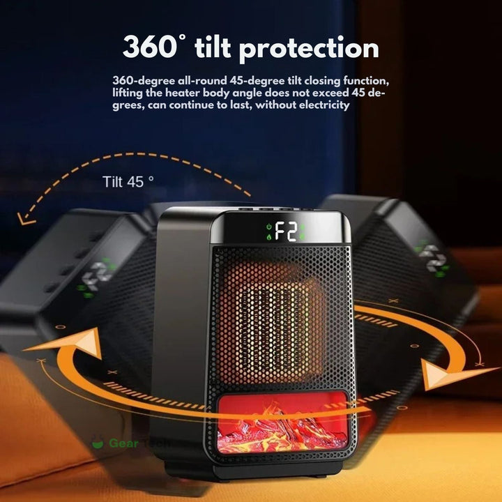 Lisslune | 3D Dynamic Flame Electric Heater | 1500W Portable, ECO-Friendly & Fast Heating for Bathroom and Home Use