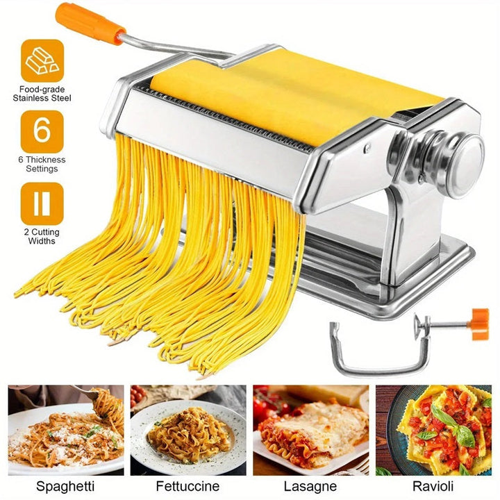 Lisslune | Compact Stainless Steel Pasta Maker with 6 Adjustable Thickness Levels