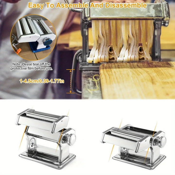 Lisslune | Compact Stainless Steel Pasta Maker with 6 Adjustable Thickness Levels