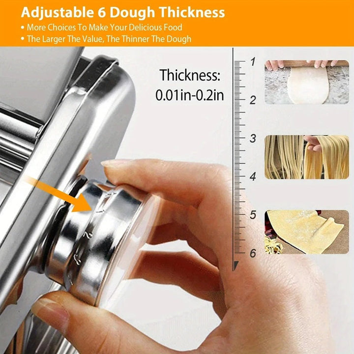 Lisslune | Compact Stainless Steel Pasta Maker with 6 Adjustable Thickness Levels
