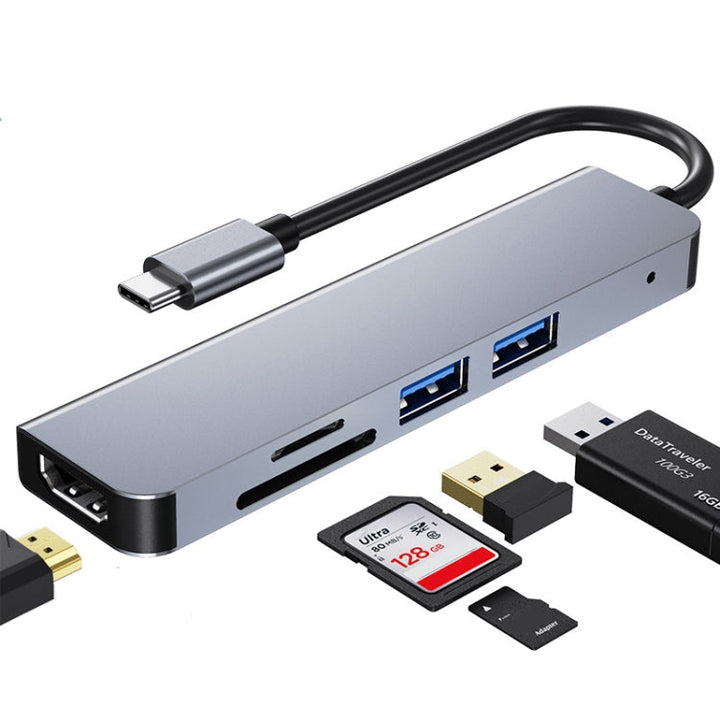 Lisslune | 5 in 1 USB-C / Type-C to 4K HDMI + SD / TF card slot + USB 2.0 + USB 3.0 multifunctional docking station HUB