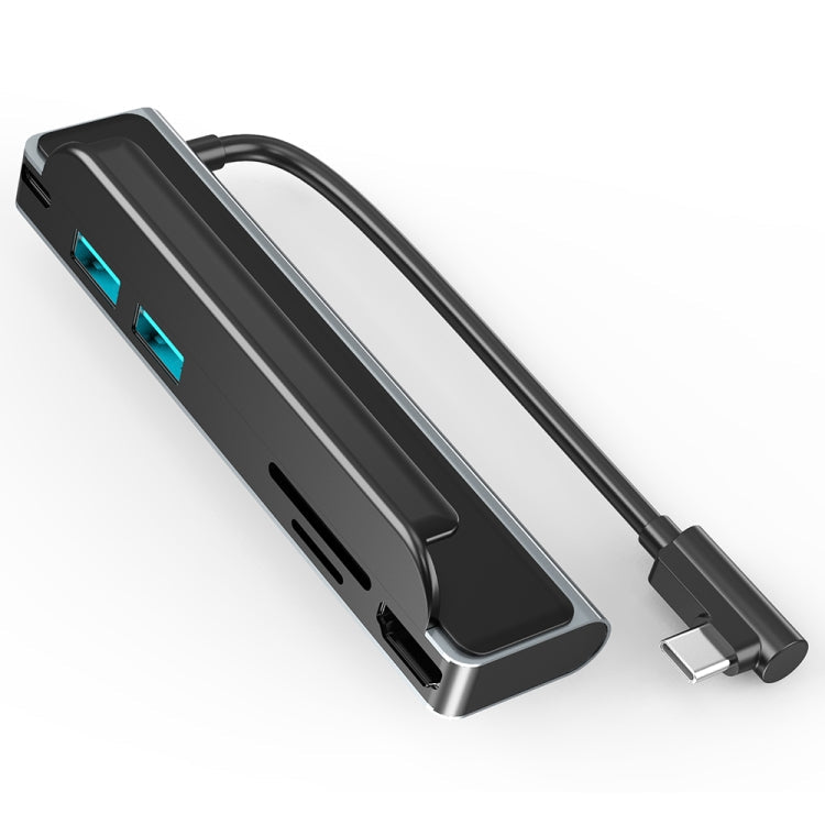 Lisslune | AD-065 6 in 1 USB-C / Type-C to 4K HDMI + SD / TF card slot + Type-C + 2 USB 3.0 Back Clip Style Multifunctional Docking Station HUB