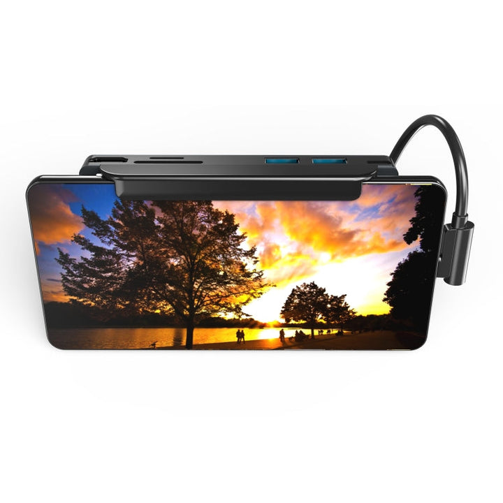 Lisslune | AD-065 6 in 1 USB-C / Type-C to 4K HDMI + SD / TF card slot + Type-C + 2 USB 3.0 Back Clip Style Multifunctional Docking Station HUB