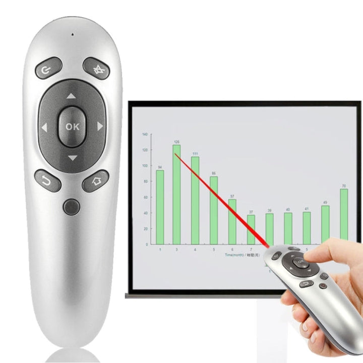 Lisslune | PR-07 2.4G Multifunctional 6-Axis Gyroscope PC Wireless Presentation Remote PPT Presentation Air Mouse, Supports Windows XP / Vista / Win7 / Win8 / Android 4.0 and above, Effective Range: 15m (Gray)