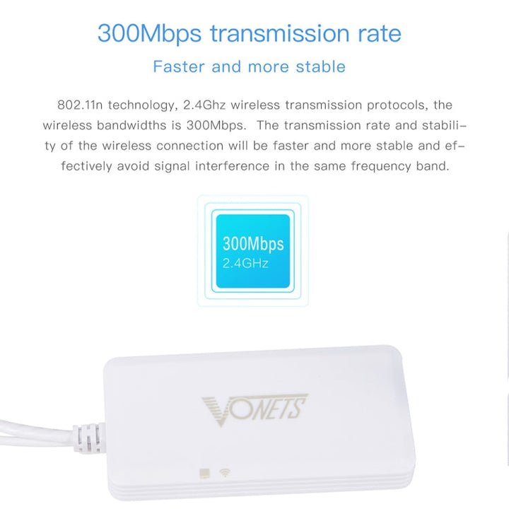 Lisslune | VONETS VAP11G-500S High Power CPE 20dbm Mini WiFi 300Mbps Bridge WiFi Repeater Signal Booster, Outdoor Wireless Point to Point, No Obstacles (White)