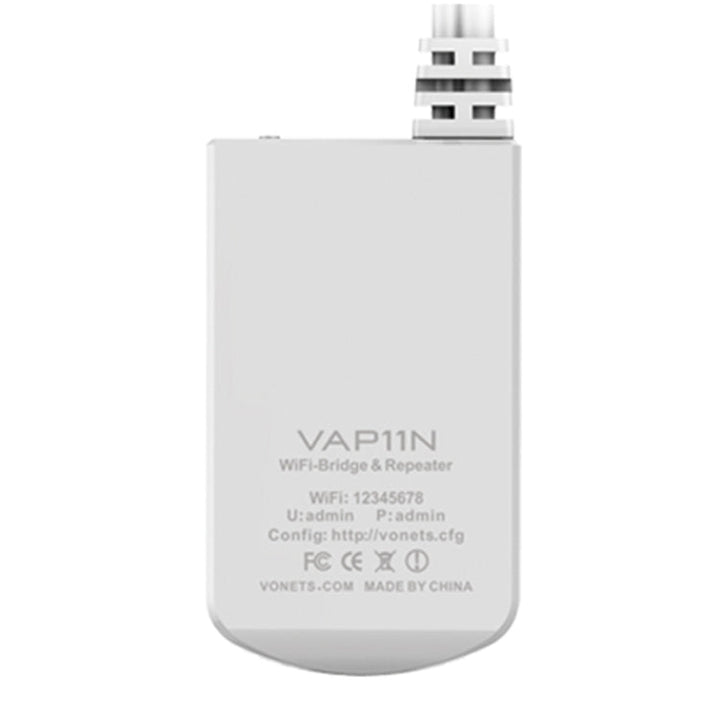 Lisslune | VONETS VAP11N Mini WiFi 300Mbps Repeater WiFi Bridge, best partner for IP device / IP camera / IP printer / XBOX / PS3 / IPTV / Skybox (White)