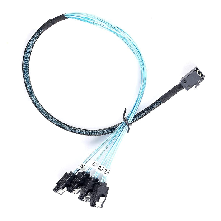 Lisslune | Mini SAS SFF-8643 Host to 7-Pin 4 SATA Target Hard Drive 6Gbps Data Server Raid Cable, Length: 1m