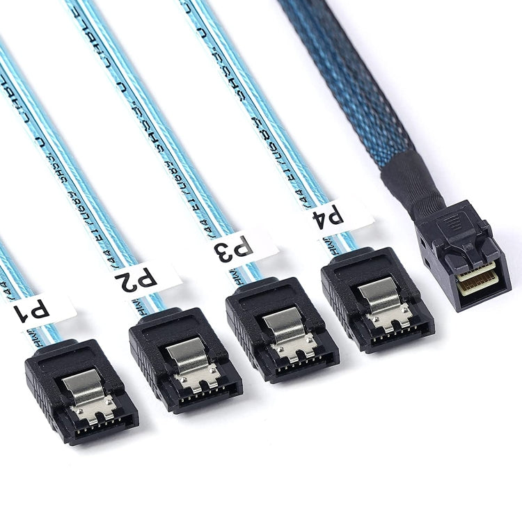 Lisslune | Mini SAS SFF-8643 Host to 7-Pin 4 SATA Target Hard Drive 6Gbps Data Server Raid Cable, Length: 1m