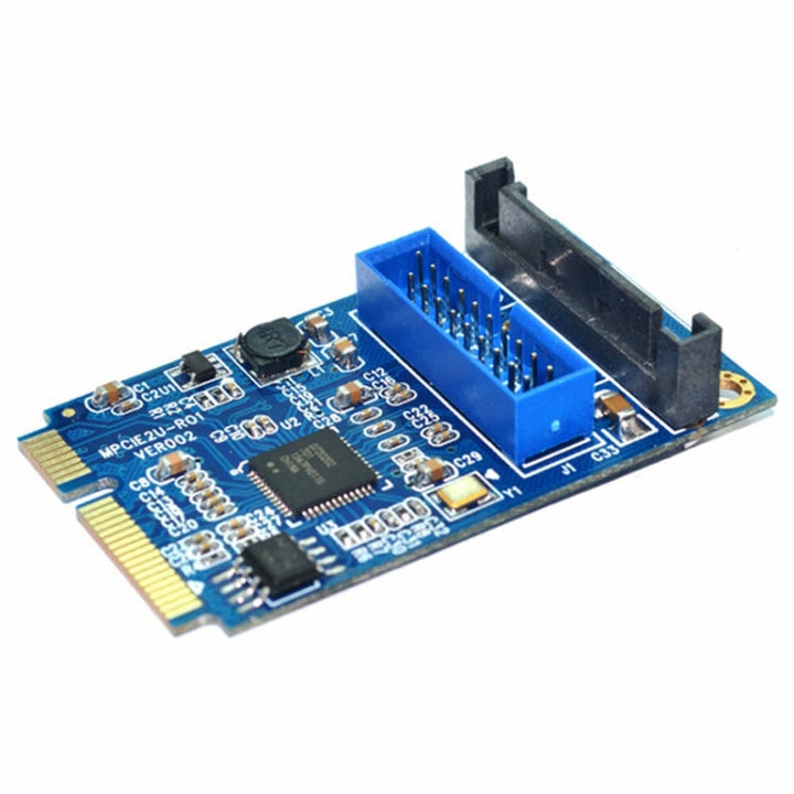 Lisslune | MINI PCI-E to USB 3.0 Front 19 Pin Desktop PC Expansion Card (Blue)