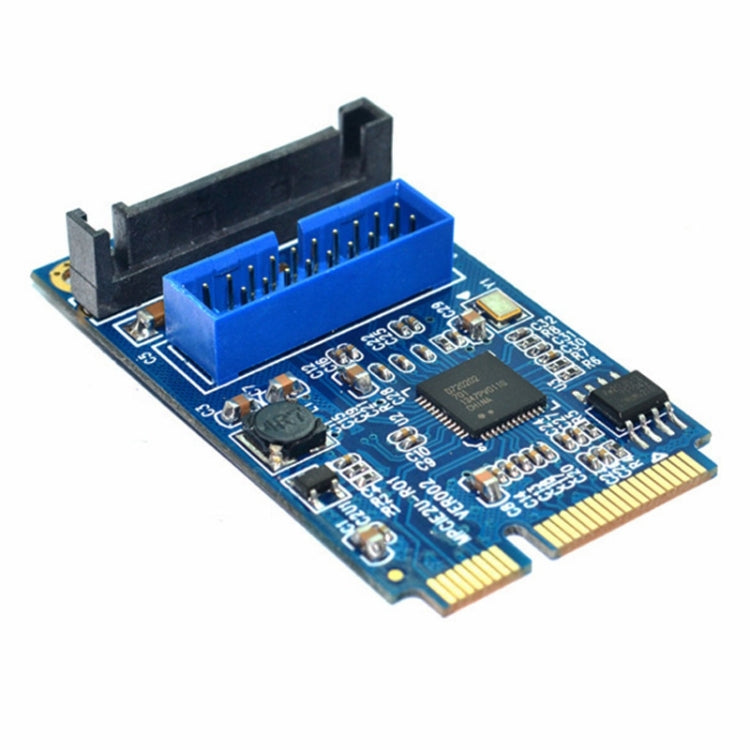 Lisslune | MINI PCI-E to USB 3.0 Front 19 Pin Desktop PC Expansion Card (Blue)