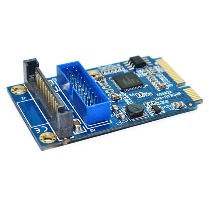 Lisslune | MINI PCI-E to USB 3.0 Front 19 Pin Desktop PC Expansion Card (Blue)