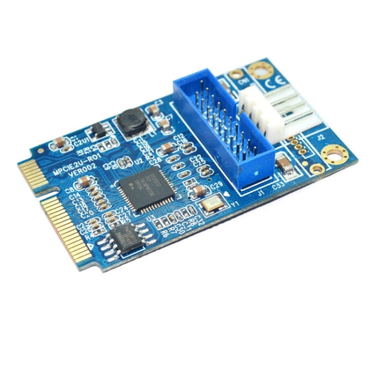 Lisslune | MINI PCI-E to USB 3.0 Front 19-Pin Desktop-PC Expansion Card with 4-Pin Power Connector (Blue)