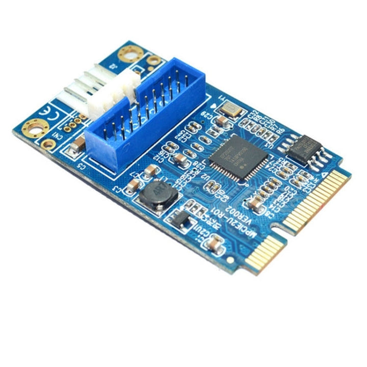 Lisslune | MINI PCI-E to USB 3.0 Front 19-Pin Desktop-PC Expansion Card with 4-Pin Power Connector (Blue)