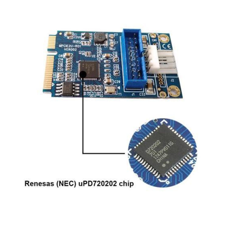 Lisslune | MINI PCI-E to USB 3.0 Front 19-Pin Desktop-PC Expansion Card with 4-Pin Power Connector (Blue)