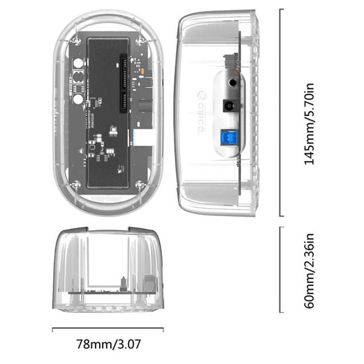Lisslune | ORICO 6139U3 2.5 / 3.5 Inch Transparent SATA to USB 3.0 Hard Drive Docking Station (Transparent)