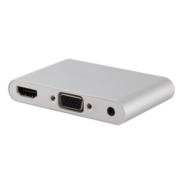 Lisslune | P27 Metal Cover Micro USB to HDMI + VGA HDTV Converter Digital AV Adapter, Power by EZCast, Support for iOS / Android / Windows System (Silver)