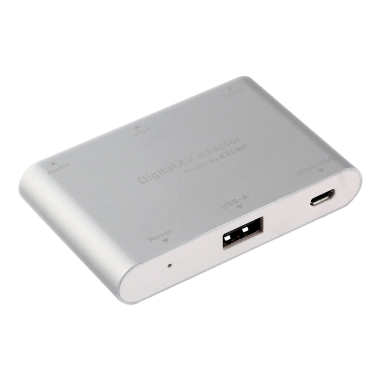 Lisslune | P27 Metal Cover Micro USB to HDMI + VGA HDTV Converter Digital AV Adapter, Power by EZCast, Support for iOS / Android / Windows System (Silver)