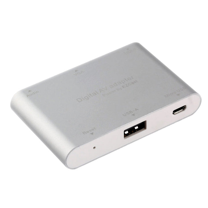 Lisslune | P27 Metal Cover Micro USB to HDMI + VGA HDTV Converter Digital AV Adapter, Power by EZCast, Support for iOS / Android / Windows System (Silver)