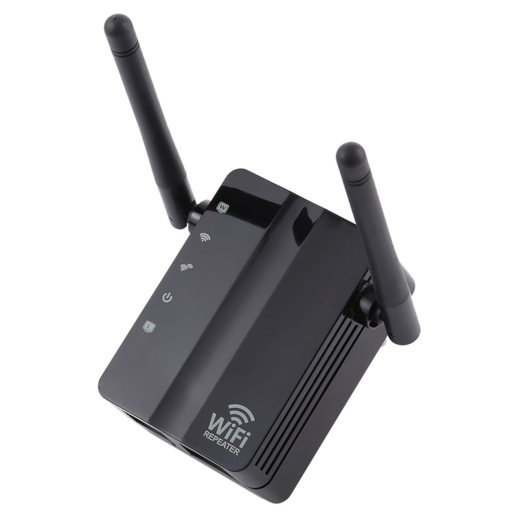 Lisslune | 300Mbps Wireless-N Range Extender WiFi Repeater Signal Amplifier Network Router with 2 External Antennas, EU Plug (Black)