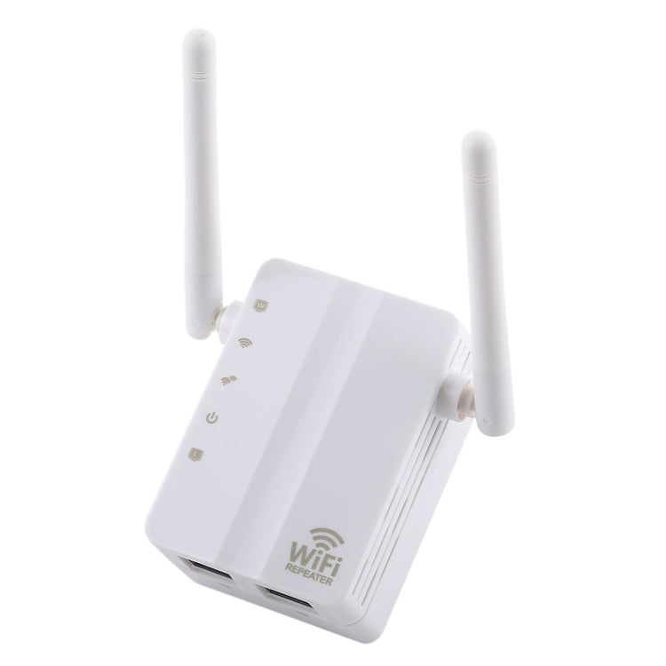 Lisslune | 300Mbps Wireless-N Range Extender WiFi Repeater Signal Booster Network Router with 2 External Antennas, EU Plug (White)