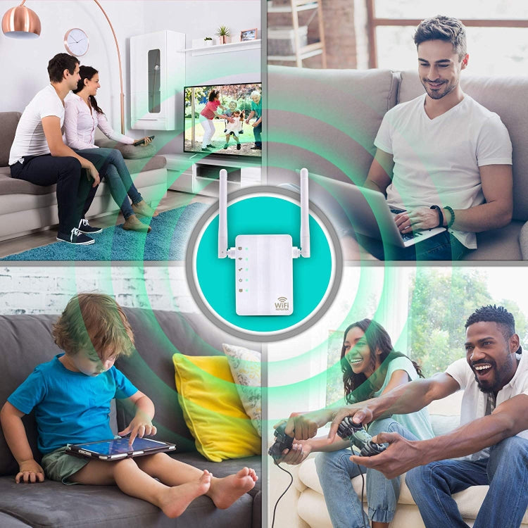 Lisslune | 300Mbps Wireless-N Range Extender WiFi Repeater Signal Booster Network Router with 2 External Antennas, EU Plug (White)