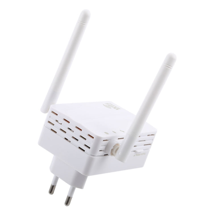 Lisslune | 300Mbps Wireless-N Range Extender WiFi Repeater Signal Booster Network Router with 2 External Antennas, EU Plug (White)