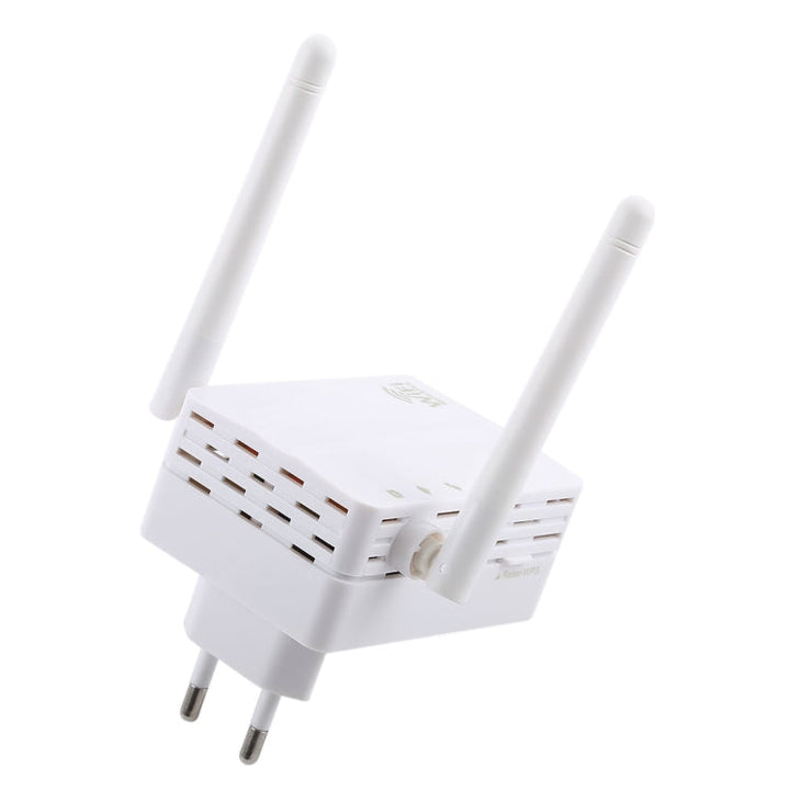 Lisslune | 300Mbps Wireless-N Range Extender WiFi Repeater Signal Booster Network Router with 2 External Antennas, EU Plug (White)