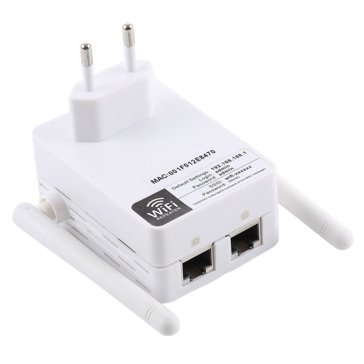 Lisslune | 300Mbps Wireless-N Range Extender WiFi Repeater Signal Booster Network Router with 2 External Antennas, EU Plug (White)