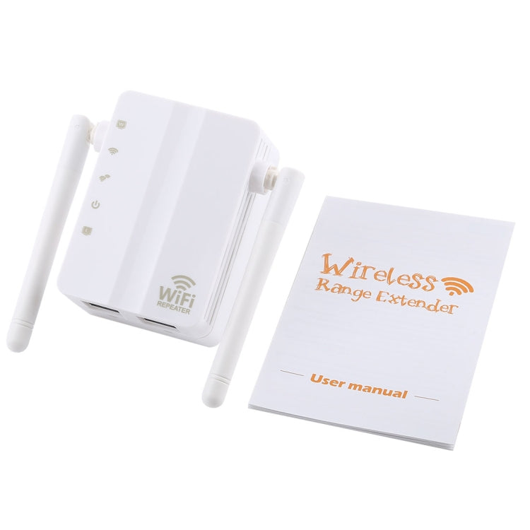 Lisslune | 300Mbps Wireless-N Range Extender WiFi Repeater Signal Booster Network Router with 2 External Antennas, EU Plug (White)