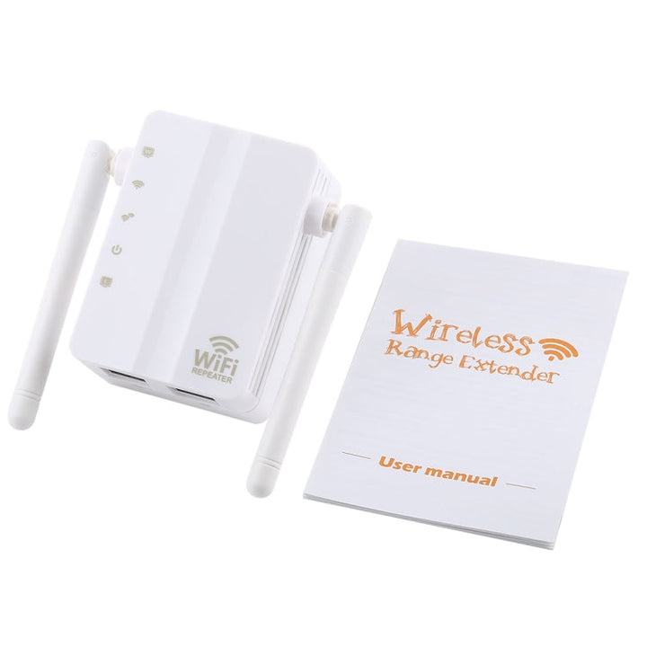 Lisslune | 300Mbps Wireless-N Range Extender WiFi Repeater Signal Booster Network Router with 2 External Antennas, EU Plug (White)