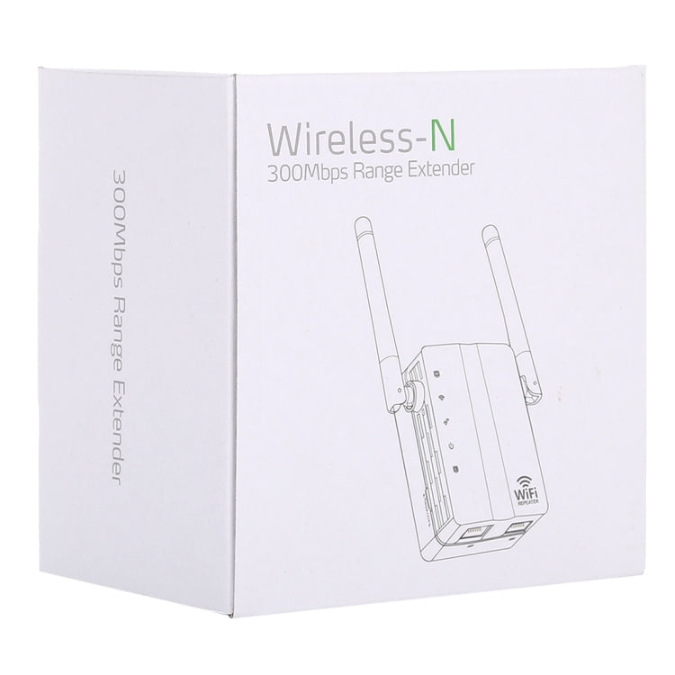 Lisslune | 300Mbps Wireless-N Range Extender WiFi Repeater Signal Booster Network Router with 2 External Antennas, EU Plug (White)