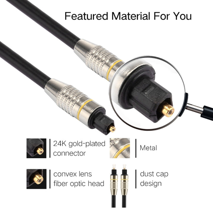 Lisslune | 30m OD6.0mm nickel-plated metal head Toslink male to male digital optical audio cable
