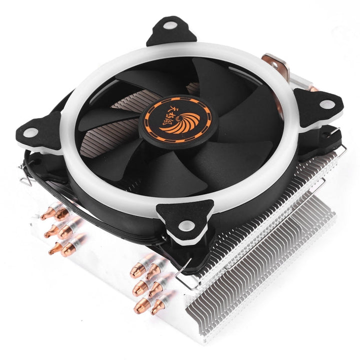 Lisslune | 6 Copper Tubes CPU Cooler Hydraulic Bearings Cooling Fan Quiet Fan with RGB Lights 4 Pin for Intel: LGA775 1150 1151 1155 1156 1366 2011 (AMD: FM1 FM2 AM2 AM3+ AM4)