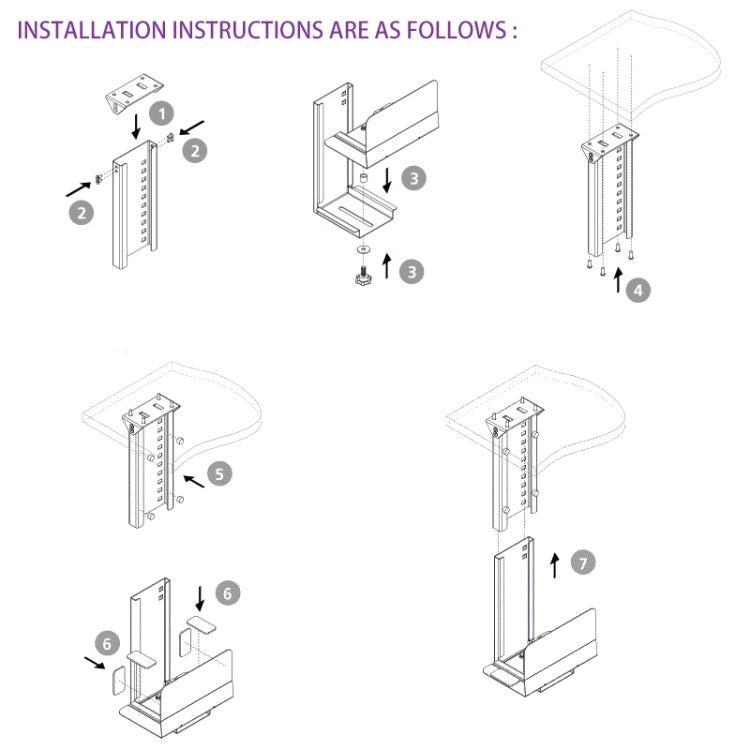 Lisslune | Universal PC Case Holder CPU Stand Hanging Adjustable Computer Mainframe Host Bracket, 300-500mm height adjustable, 145-235mm width adjustable (White)