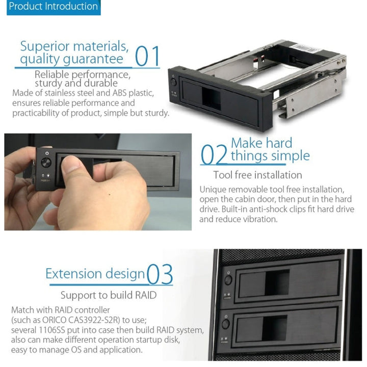 Lisslune | ORICO 1106SS CD-ROM Space HDD Mobile Rack Internal 3.5 Inch HDD Converter Case (Black)