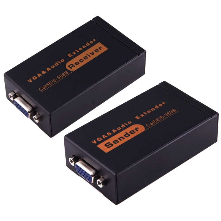 Lisslune | VGA & Audio Extender 1920x1440 HD 100m Cat5e / 6-568B Network Cable Sender Receiver Adapter, EU Plug (Black)