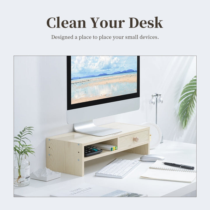 Lisslune | ORICO MSR-04-WD-BP 2-layer wood grain computer monitor holder with partition, size: 50 x 20 x 13.5cm