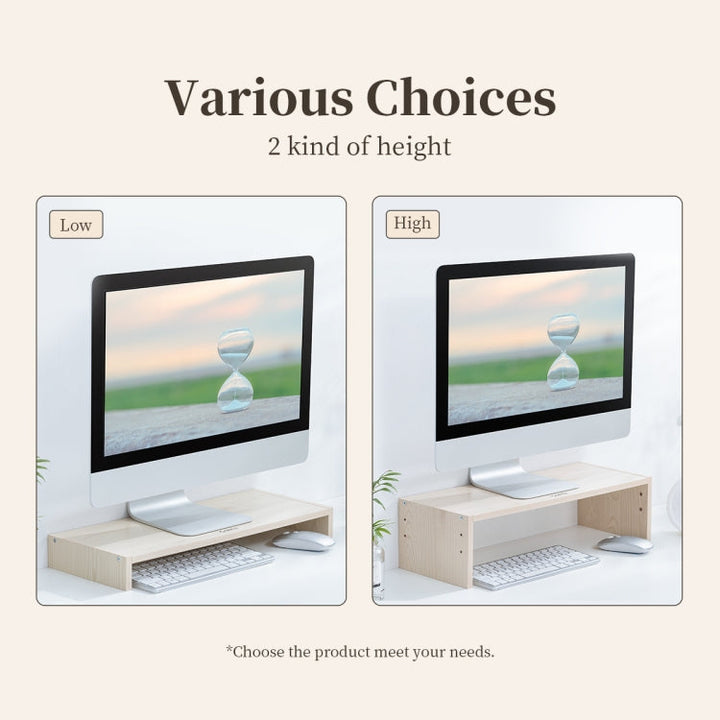 Lisslune | ORICO MSR-05-WD-BP 2-layer wood grain computer monitor holder with drawer, size: 50 x 20 x 13.5 cm