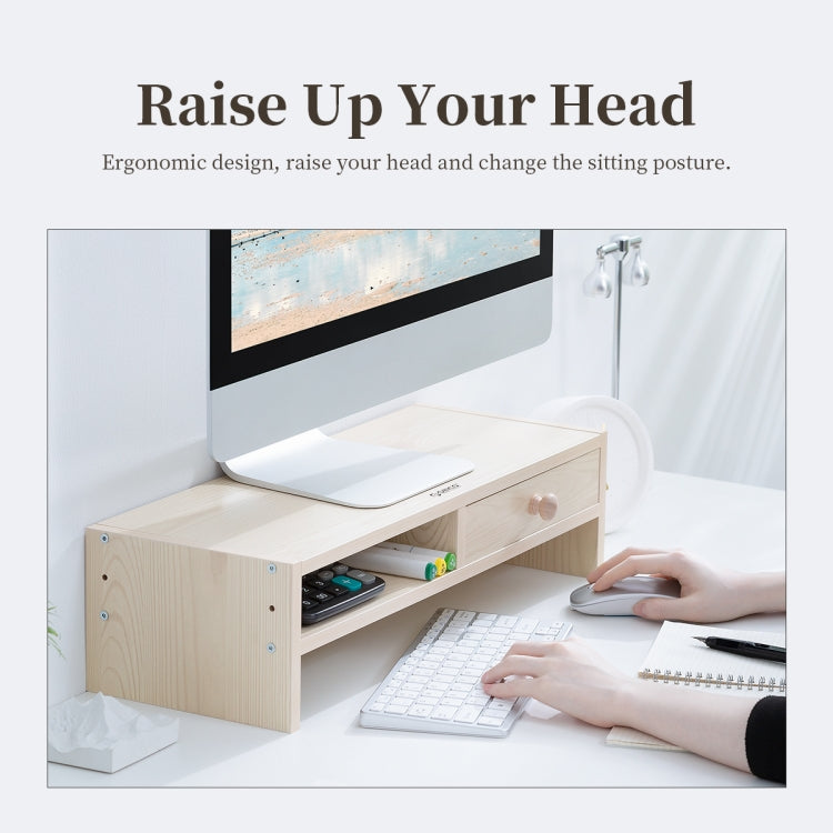 Lisslune | ORICO MSR-05-WD-BP 2-layer wood grain computer monitor holder with drawer, size: 50 x 20 x 13.5 cm